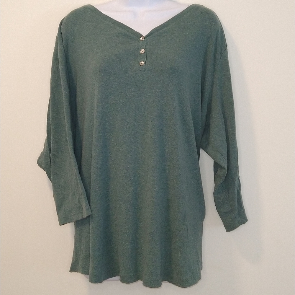 Croft and Borrow Women's 3/4 Sleeve Shirt, Size 3X